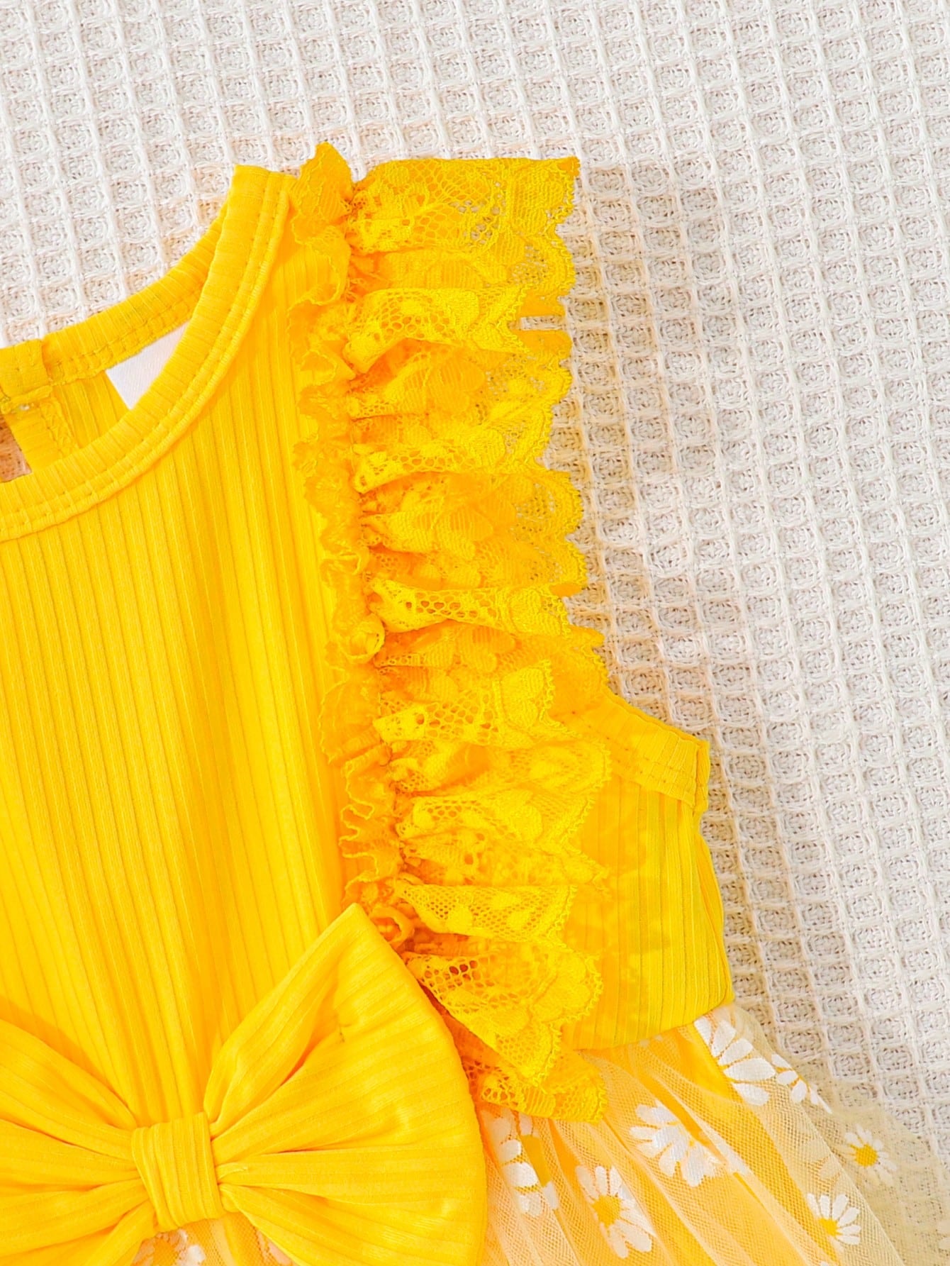 Baby Girls Daisy Tulle Lace Ruffle Bow Romper Dress - Buttercup | 2...
