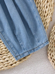 Boys Pleated Barrel-Leg Drawstring Denim Jeans - Chambray | 21 Cent...