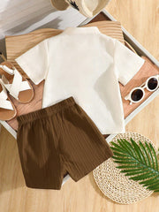 Baby Boys Aztec Print Button-Front Shirt & Shorts Set - Ivory