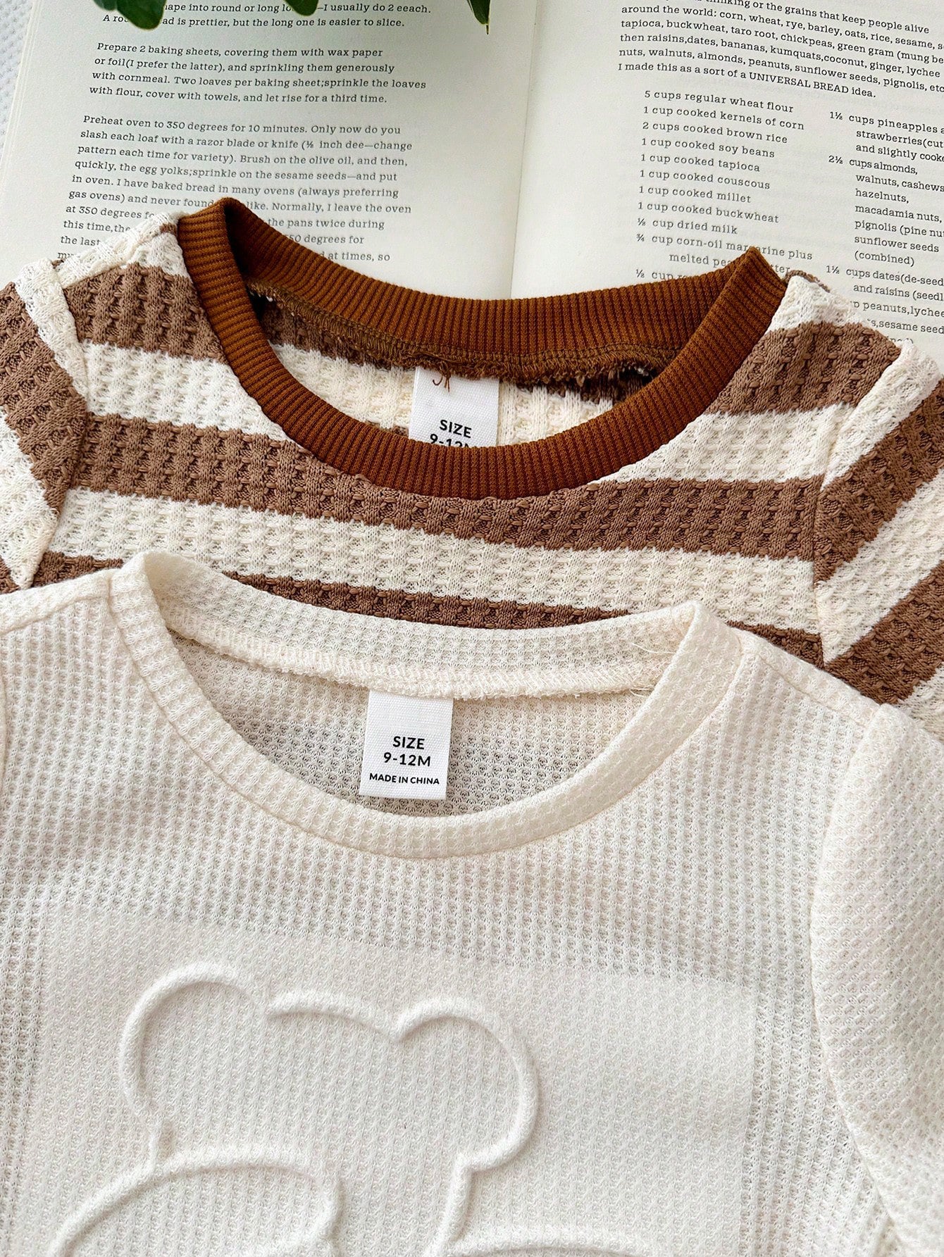 4pcs Boys Waffle Knit Bear Tee & Shorts Set - Ivory