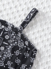 2pcs Girls Paisley Bandana Cami Top & Shorts Set - Onyx | 21 Centur...