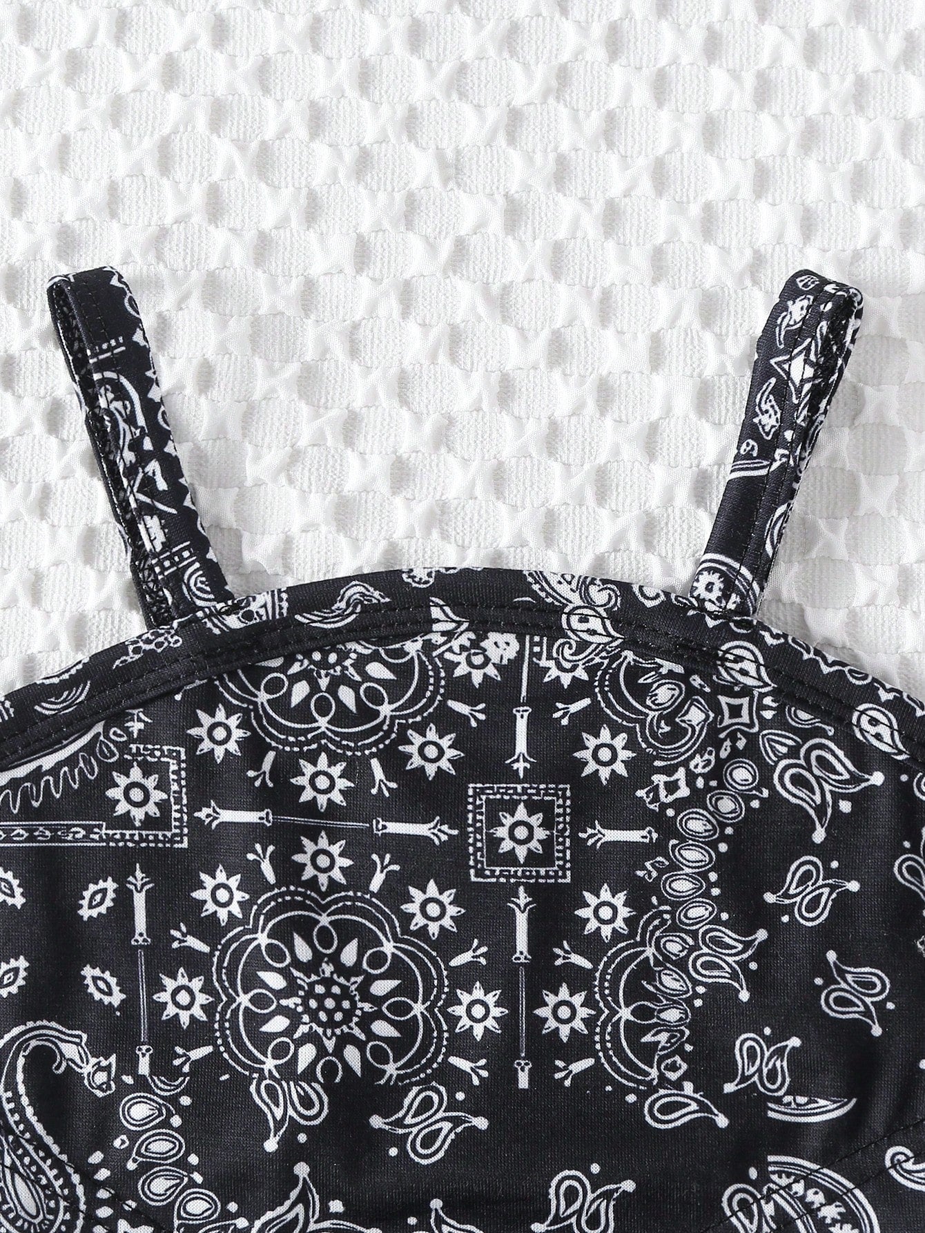 2pcs Girls Paisley Bandana Cami Top & Shorts Set - Onyx | 21 Centur...