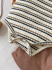 Baby Boys Bear Embroidered Waffle Knit Set - Latte