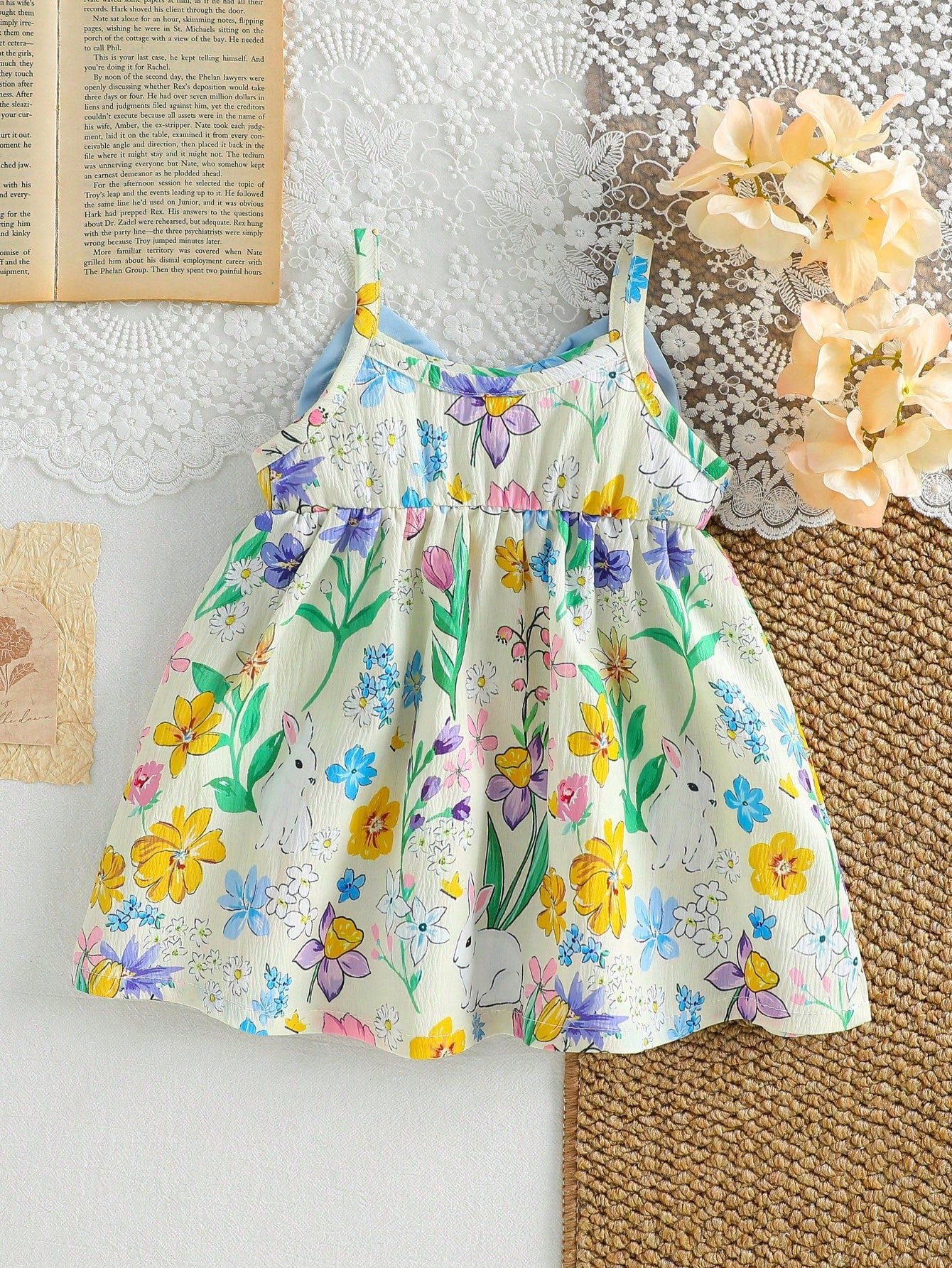 Girls Bunny Floral Print Oversized Bow Cami Dress - Isabelline | 21...