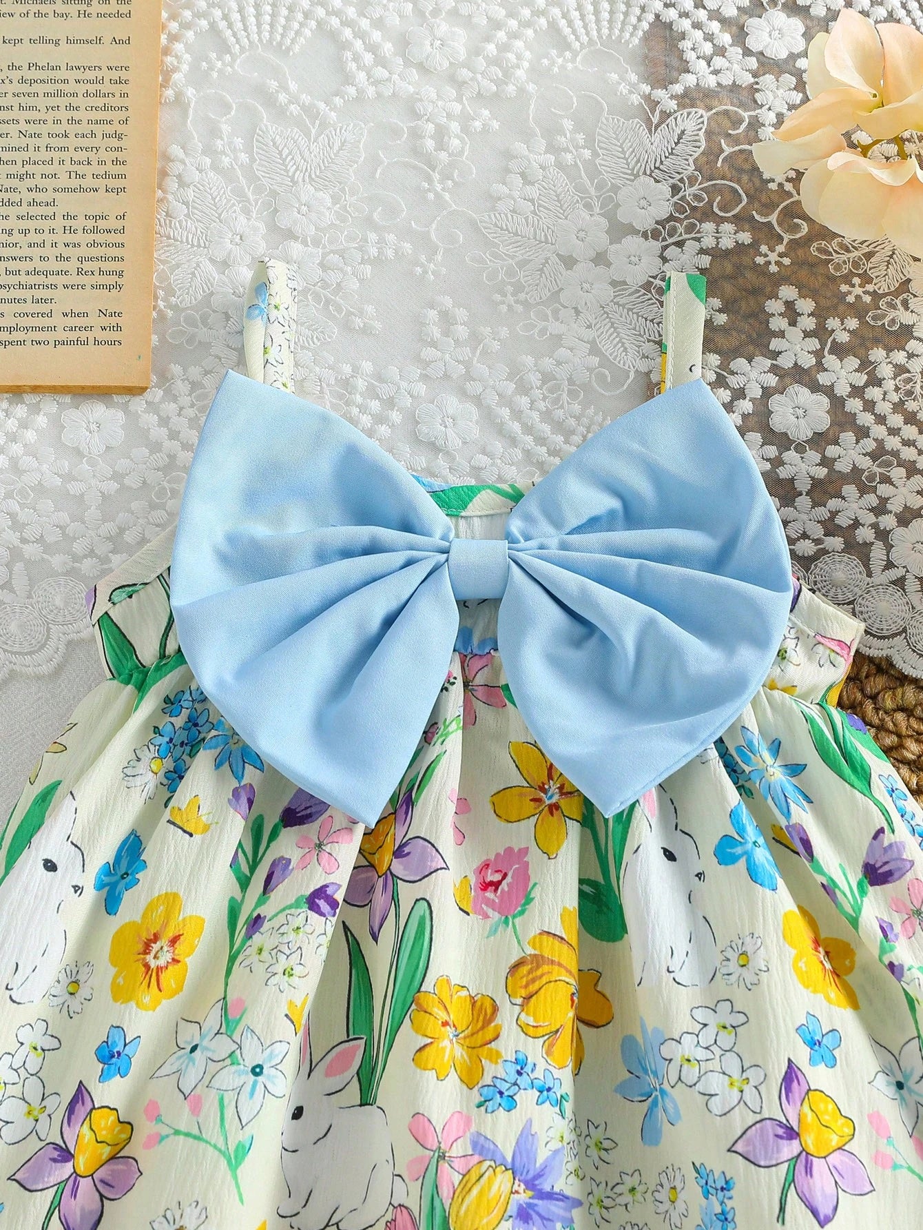 Girls Bunny Floral Print Oversized Bow Cami Dress - Isabelline | 21...
