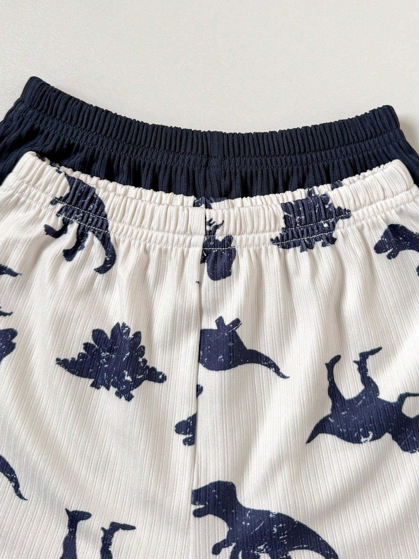 4pcs Boys Dinosaur Print Knit T-Shirt & Shorts Set - Ivory