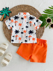 2pcs Baby Boys Palm Print Shirt & Shorts Set - Ivory | 21 Century Kids