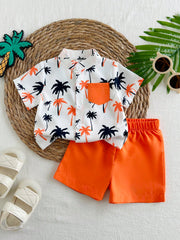 2pcs Baby Boys Palm Print Shirt & Shorts Set - Ivory | 21 Century Kids