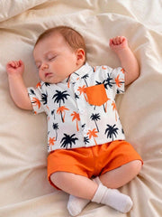 2pcs Baby Boys Palm Print Shirt & Shorts Set - Ivory | 21 Century Kids