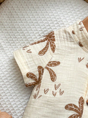 Little Boys Palm Print Resort Shirt & Shorts Set - Ecru
