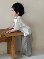 Boys Wide-Leg Pleated Cotton Trousers - Slate | 21 Century Kids