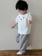 Boys Wide-Leg Pleated Cotton Trousers - Slate | 21 Century Kids