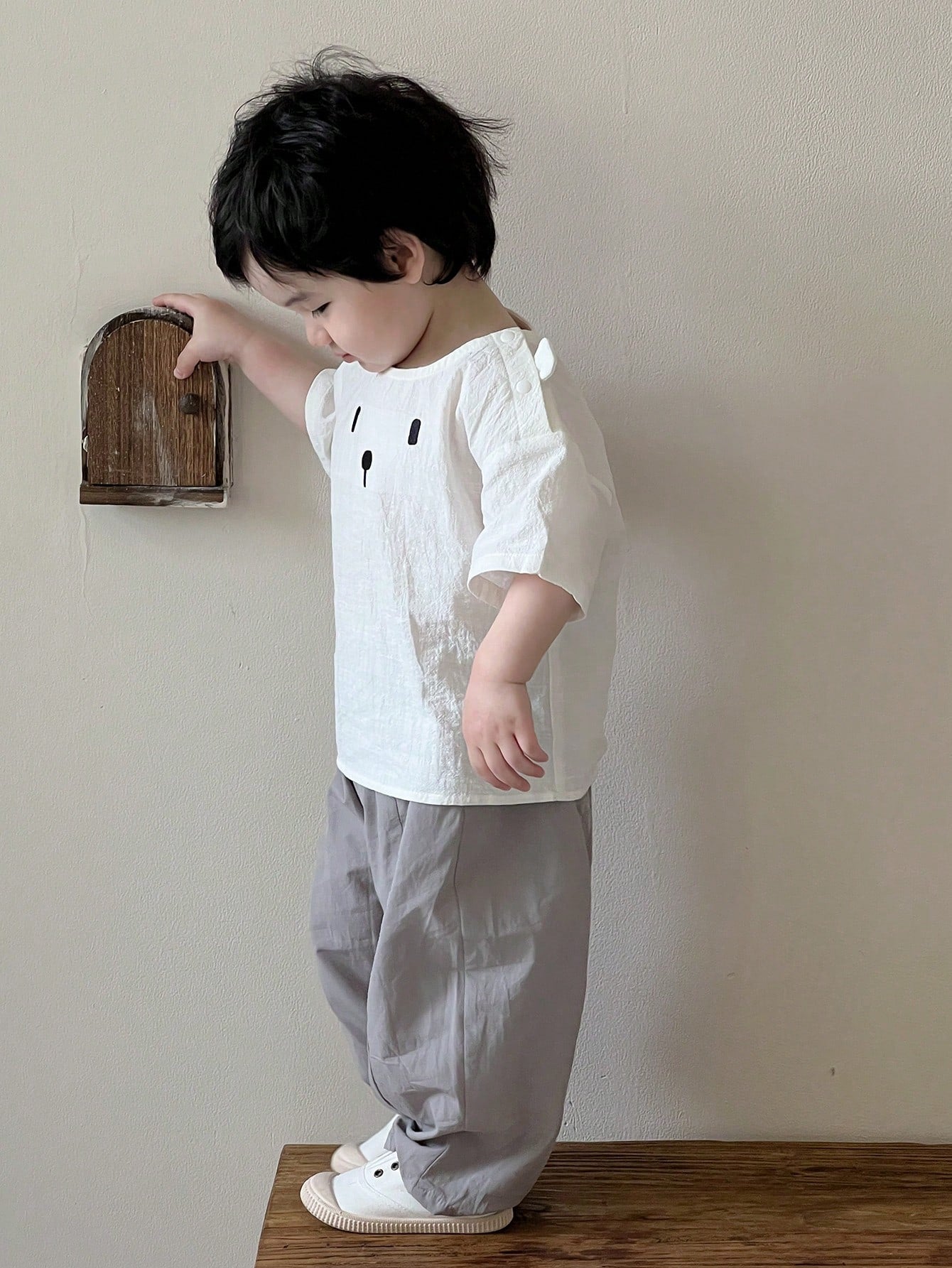 Boys Wide-Leg Pleated Cotton Trousers - Slate | 21 Century Kids