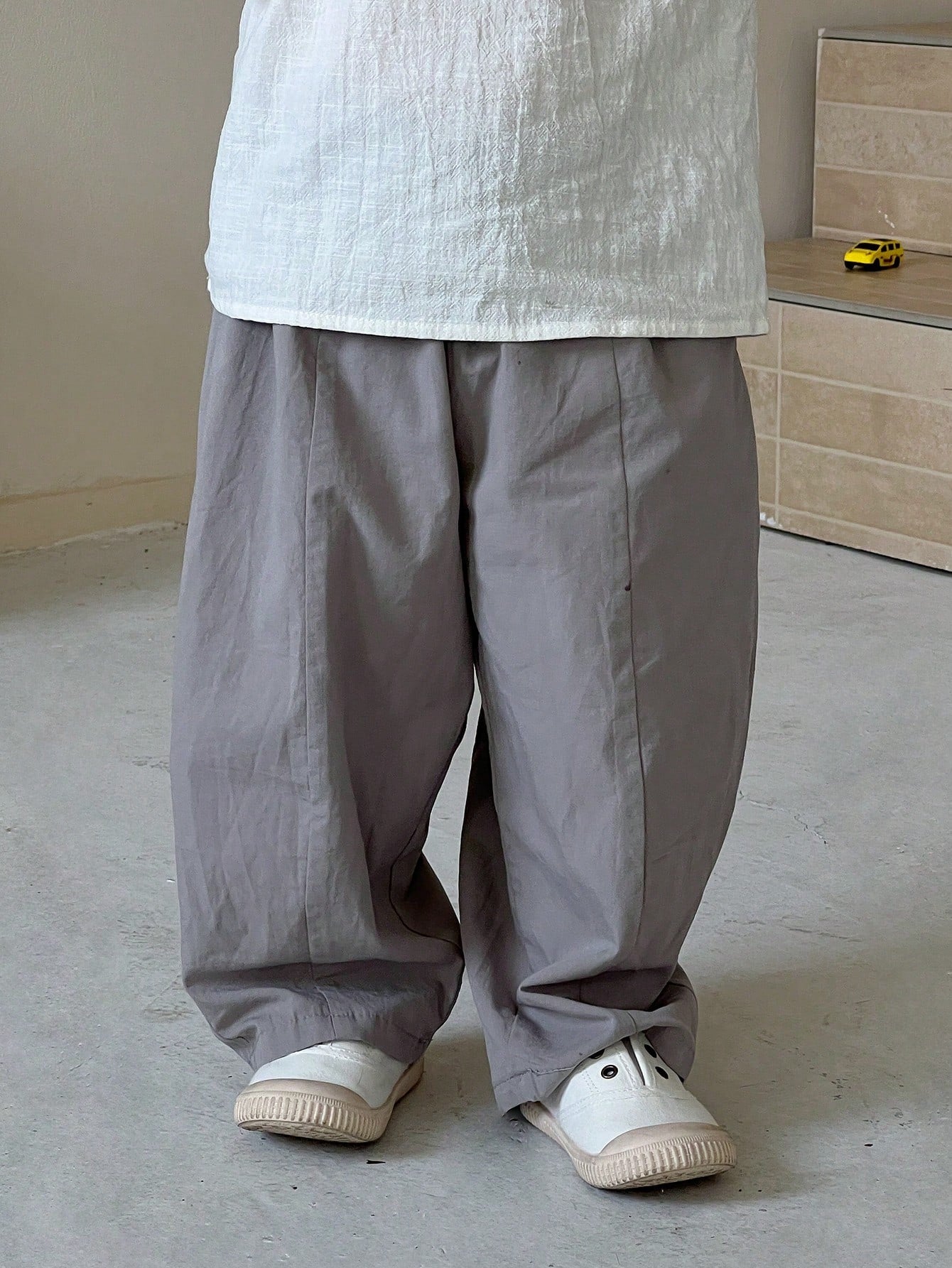 Boys Wide-Leg Pleated Cotton Trousers - Slate | 21 Century Kids