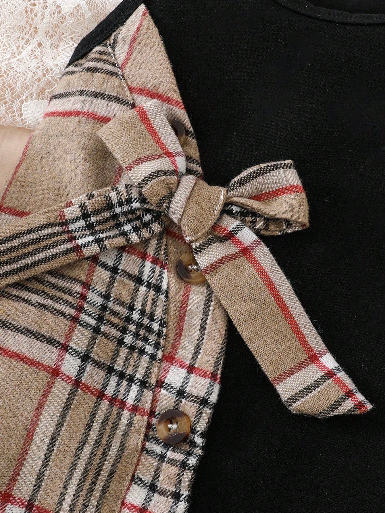 Girls Plaid Colourblock Bow-Tie Asymmetric Tank Dress - Onyx | 21 C...