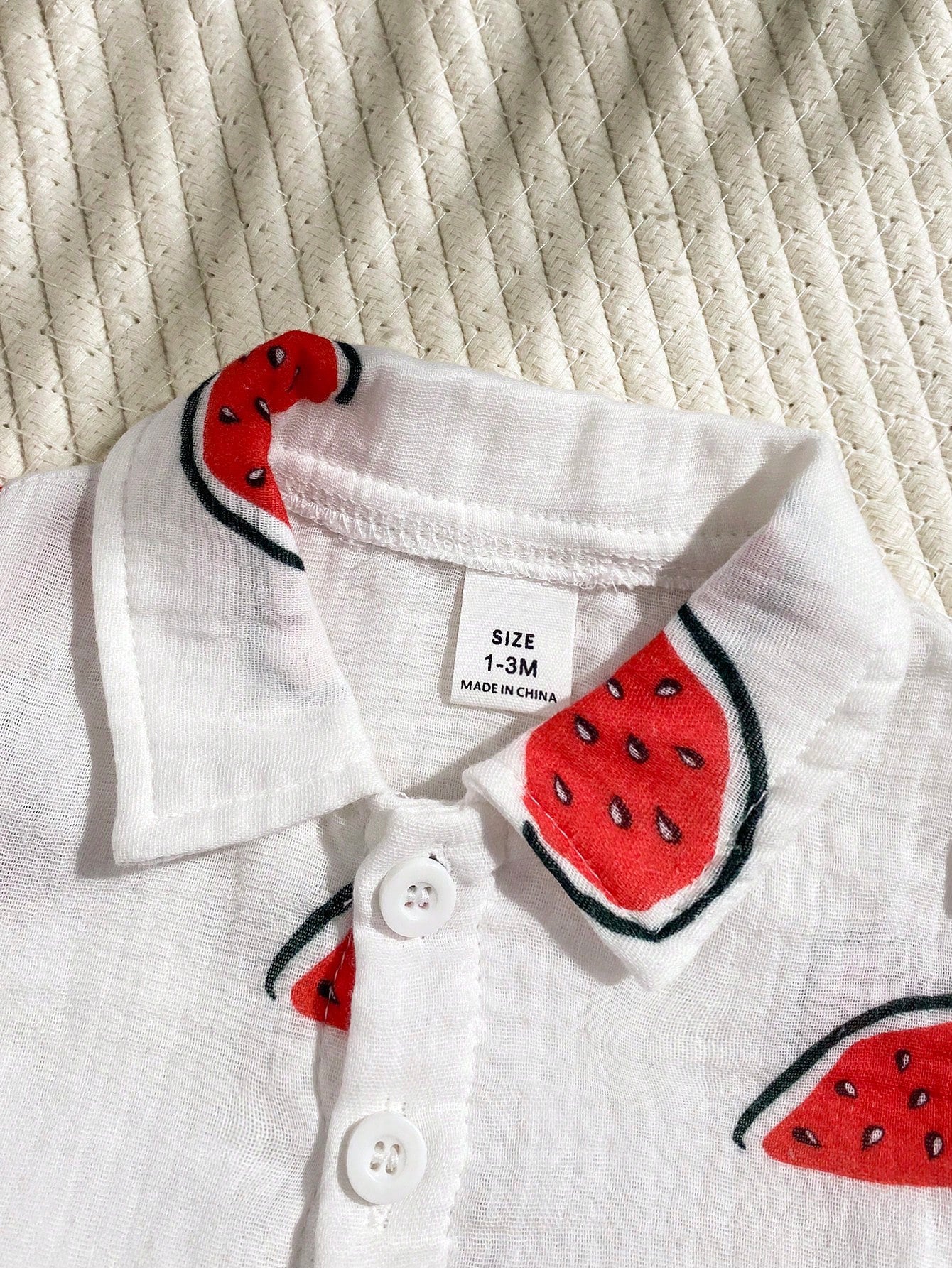 Baby Boys Watermelon Print Collar Shirt & Shorts Set - Isabelline