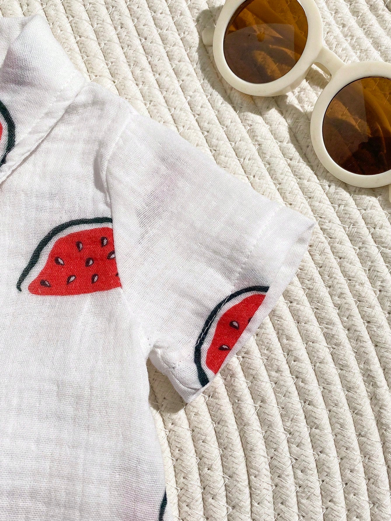 Baby Boys Watermelon Print Collar Shirt & Shorts Set - Isabelline