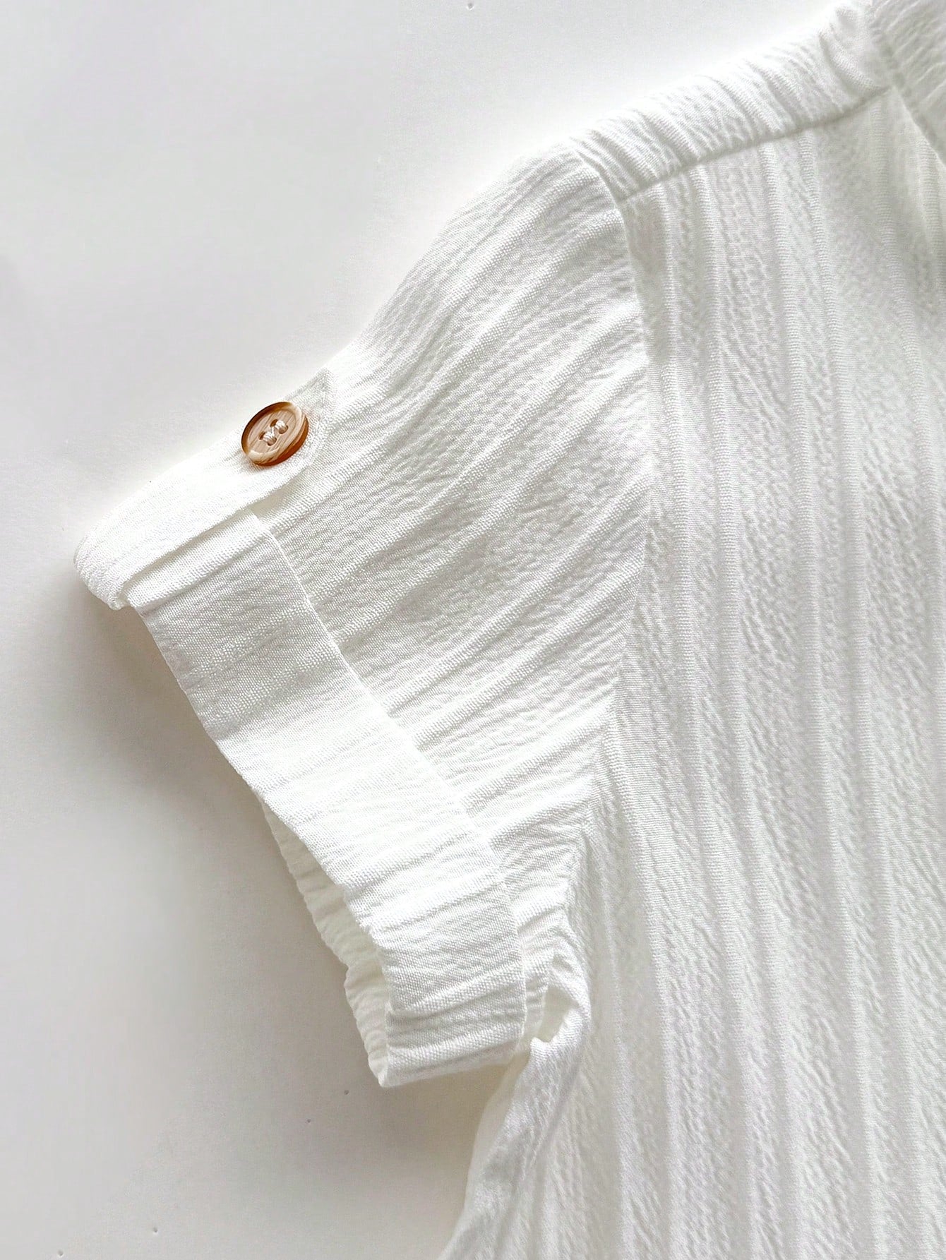 2pcs Boys Stand Collar Shirt & Linen Shorts Set - Ivory