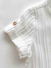 2pcs Boys Stand Collar Shirt & Linen Shorts Set - Ivory