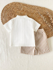 Baby Boys Linen Blend Button-Front Shirt & Shorts Set - Ivory
