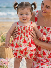 Girls Watermelon Print Smocked Camisole & Bloomer Set - Isabelline