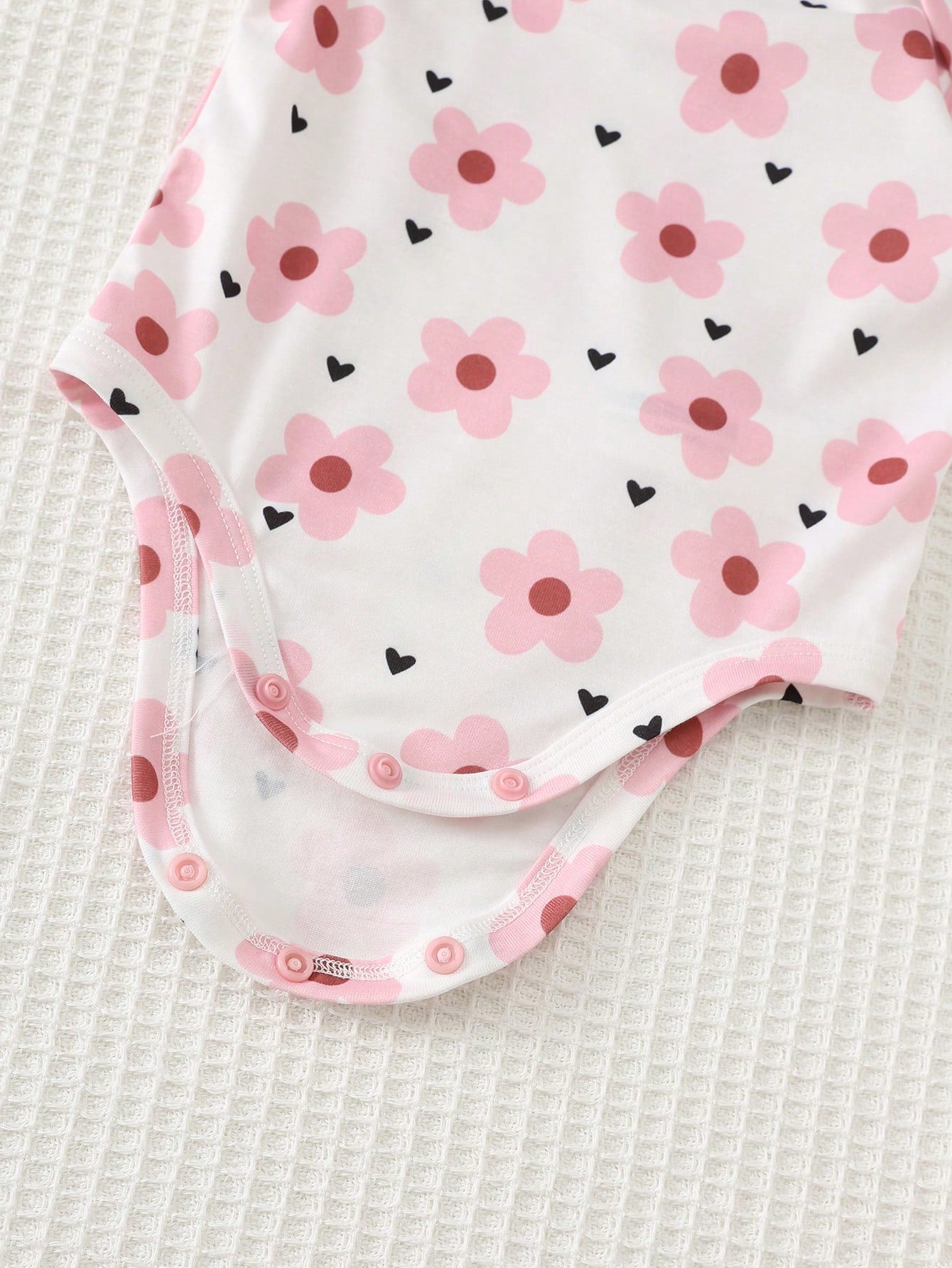 3pcs Baby Girls Floral & Heart Print Bodysuit & Jogger Set - Blush ...