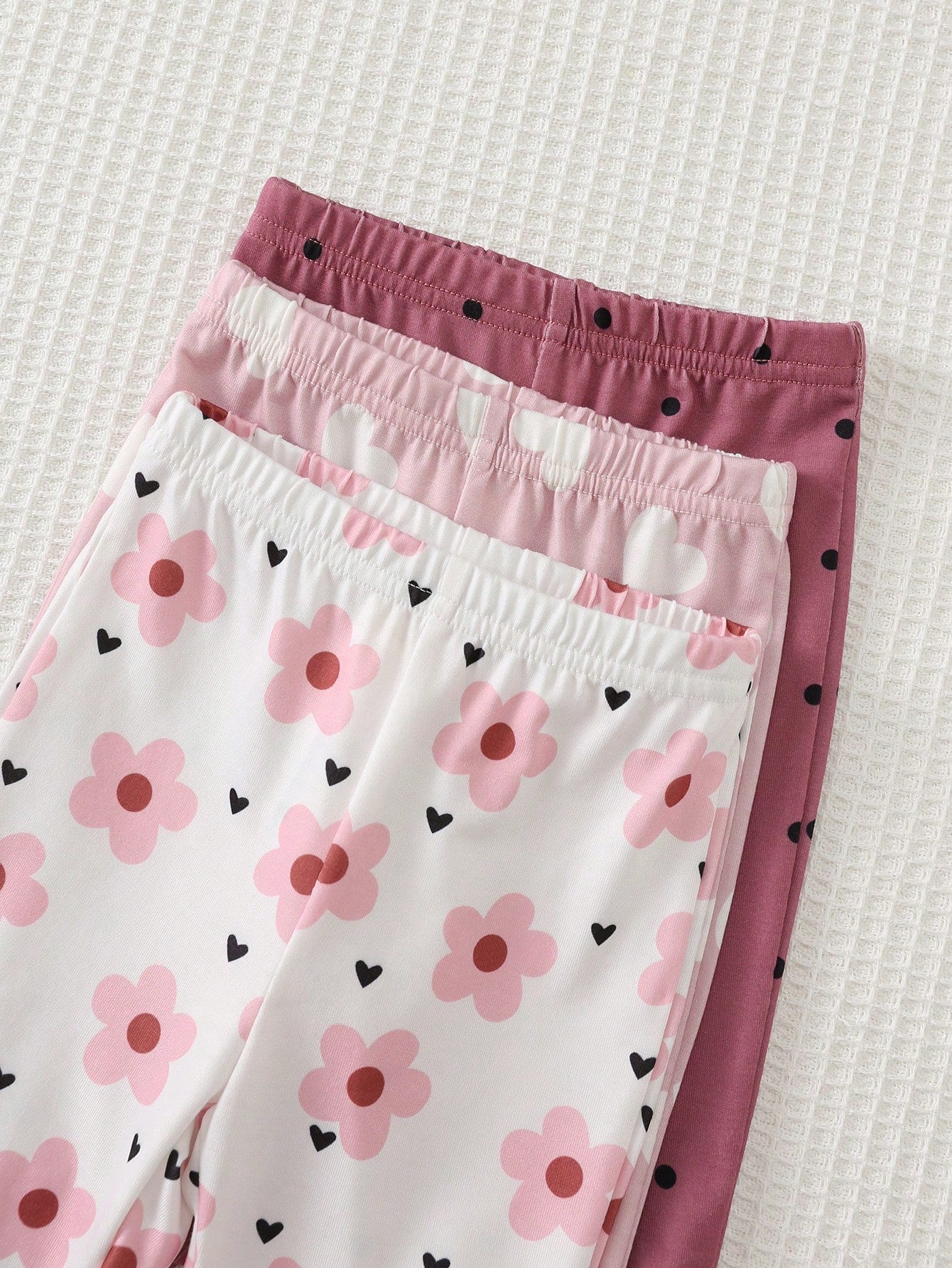3pcs Baby Girls Floral & Heart Print Bodysuit & Jogger Set - Blush ...