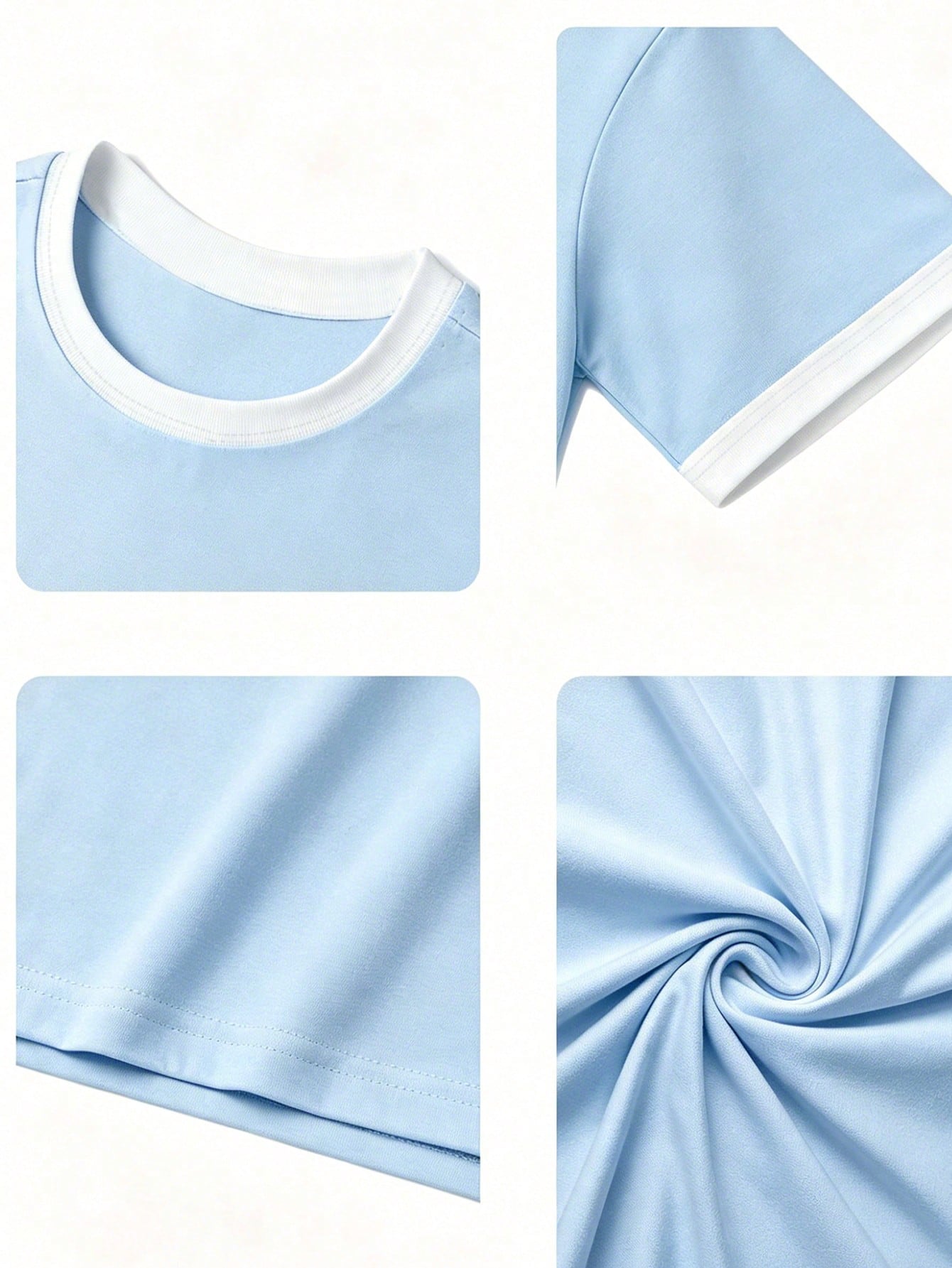 Big Boys Contrast Tipped Drop Shoulder T-Shirt - Cerulean | 21 Cent...