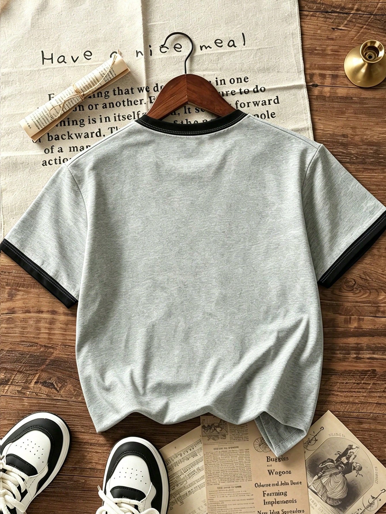 Big Boys Contrast Ringer Drop Shoulder T-Shirt - Ash | 21 Century Kids