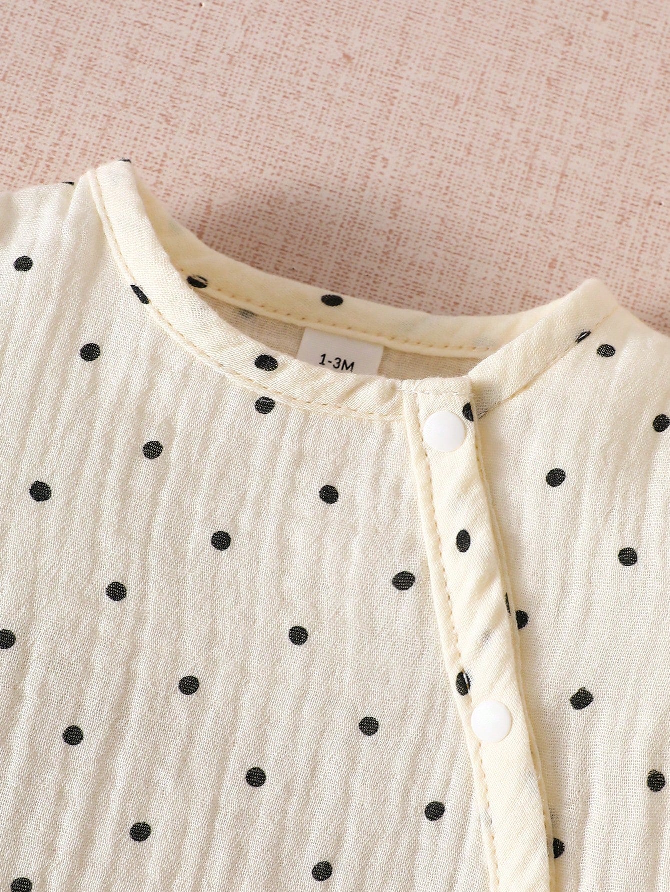 4pcs Baby Girls Polka Dot Puff Sleeve Romper Set - Ecru | 21 Centur...
