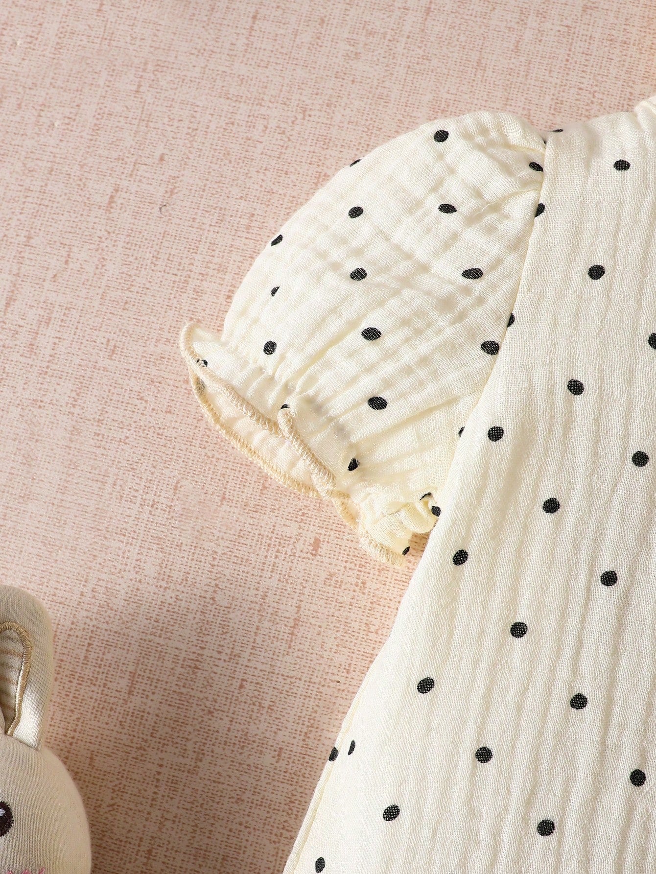 4pcs Baby Girls Polka Dot Puff Sleeve Romper Set - Ecru | 21 Centur...