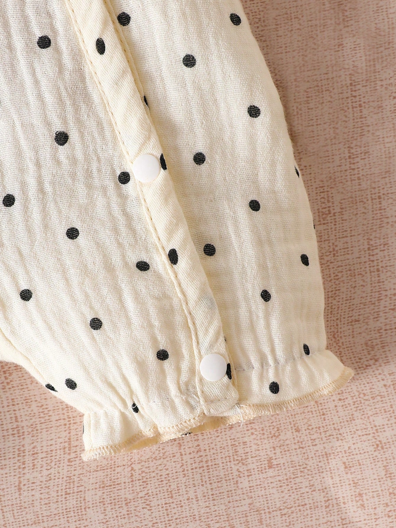 4pcs Baby Girls Polka Dot Puff Sleeve Romper Set - Ecru | 21 Centur...