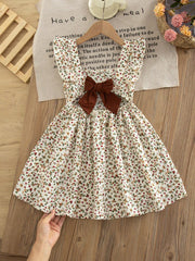 Little Girls Ditsy Floral Ruffle Back-Bow Dress - Ivory | 21 Centur...