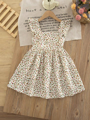 Little Girls Ditsy Floral Ruffle Back-Bow Dress - Ivory | 21 Centur...