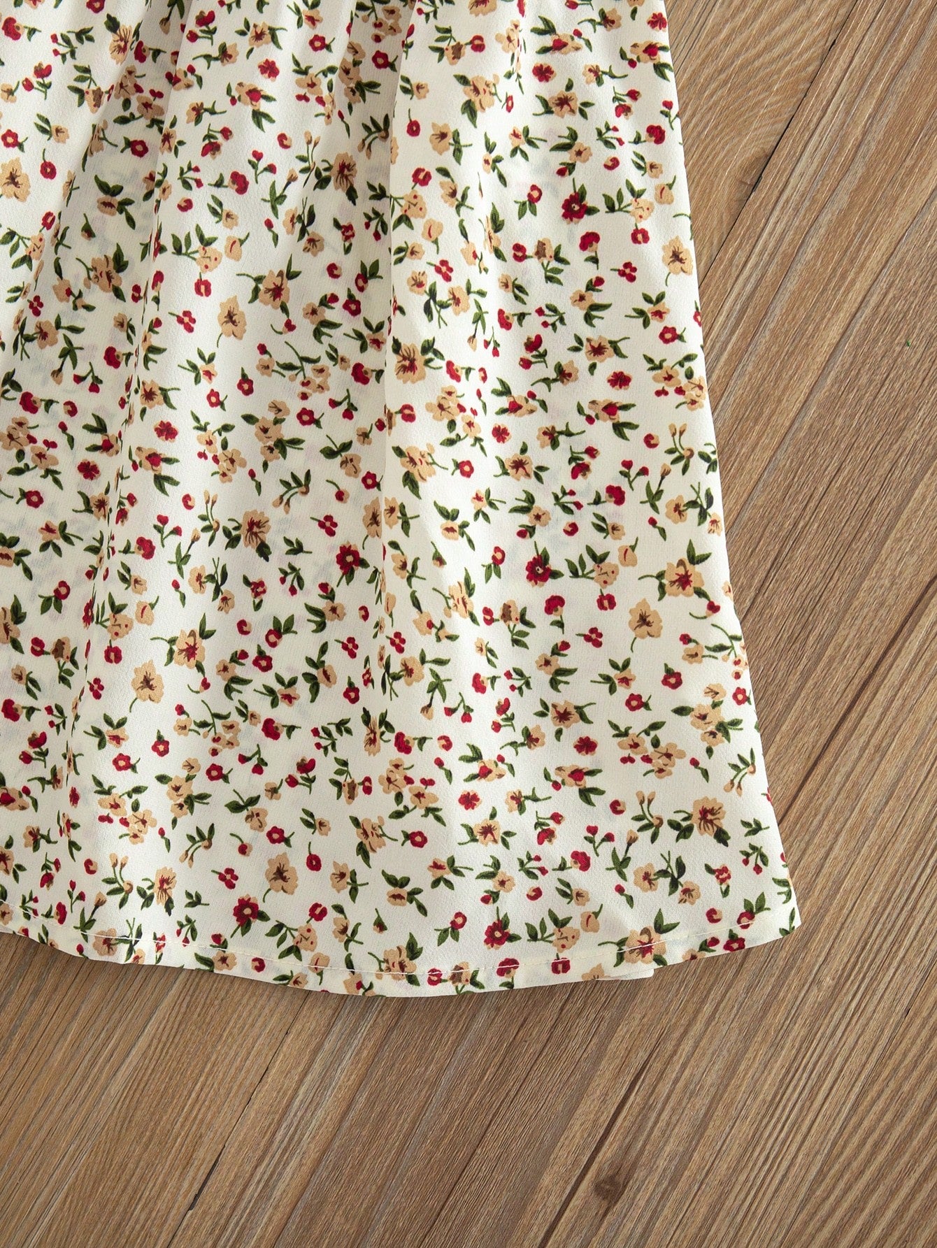 Little Girls Ditsy Floral Ruffle Back-Bow Dress - Ivory | 21 Centur...