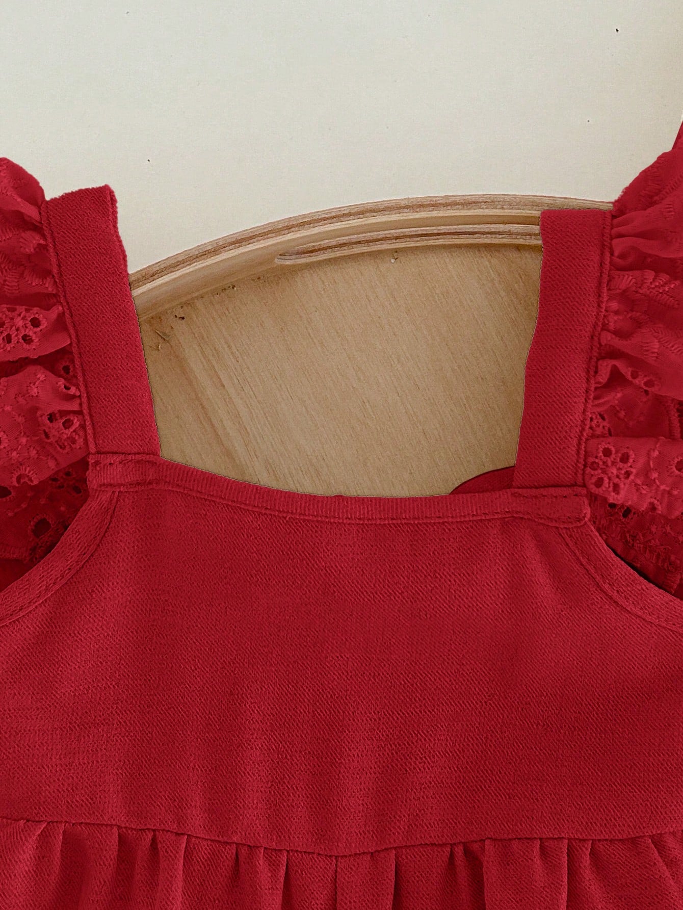 Baby Girls Eyelet Ruffle Bow-Back Long Romper - Scarlet | 21 Centur...