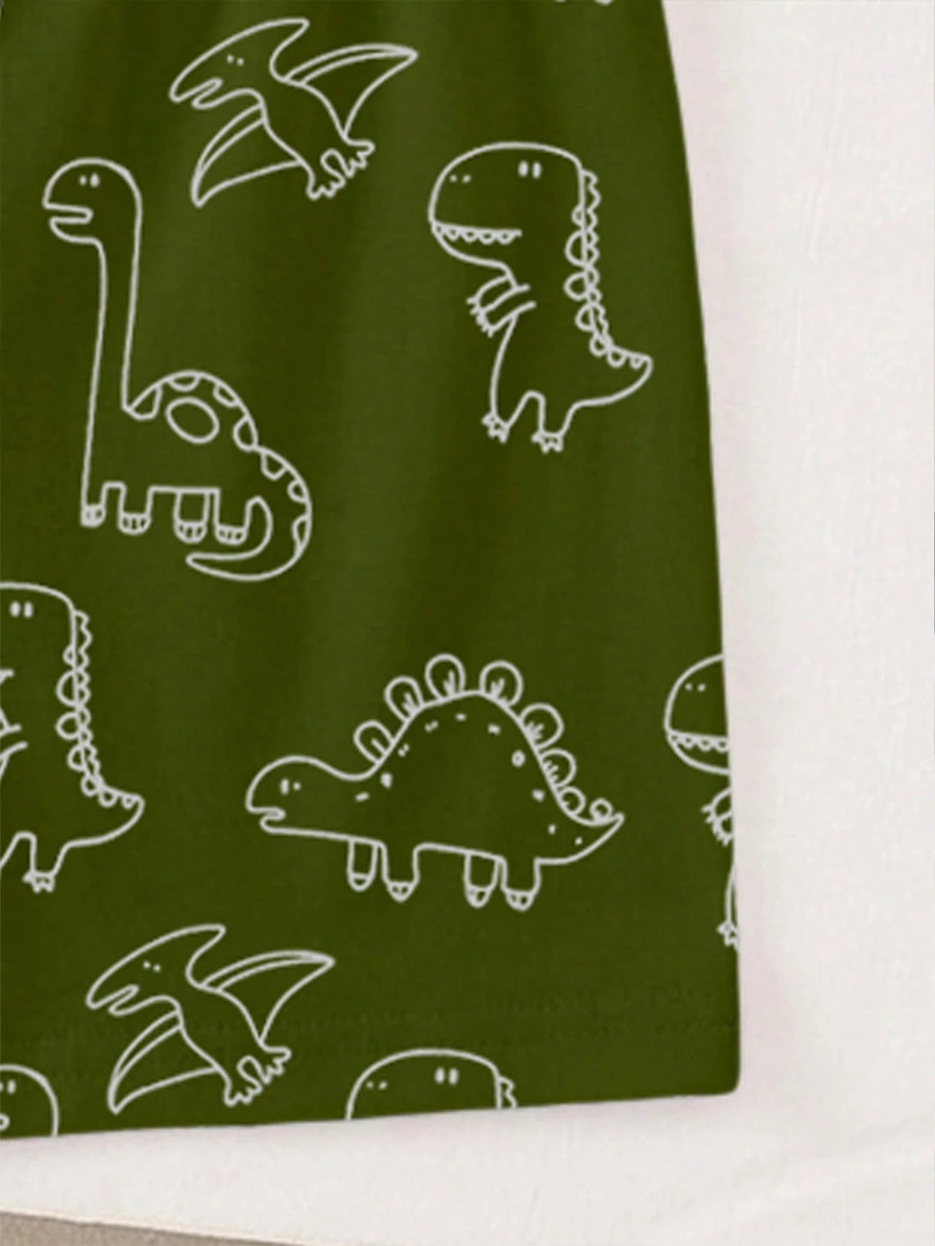 2pcs Boys Dinosaur Print Tank Top & Shorts Set - Ivory