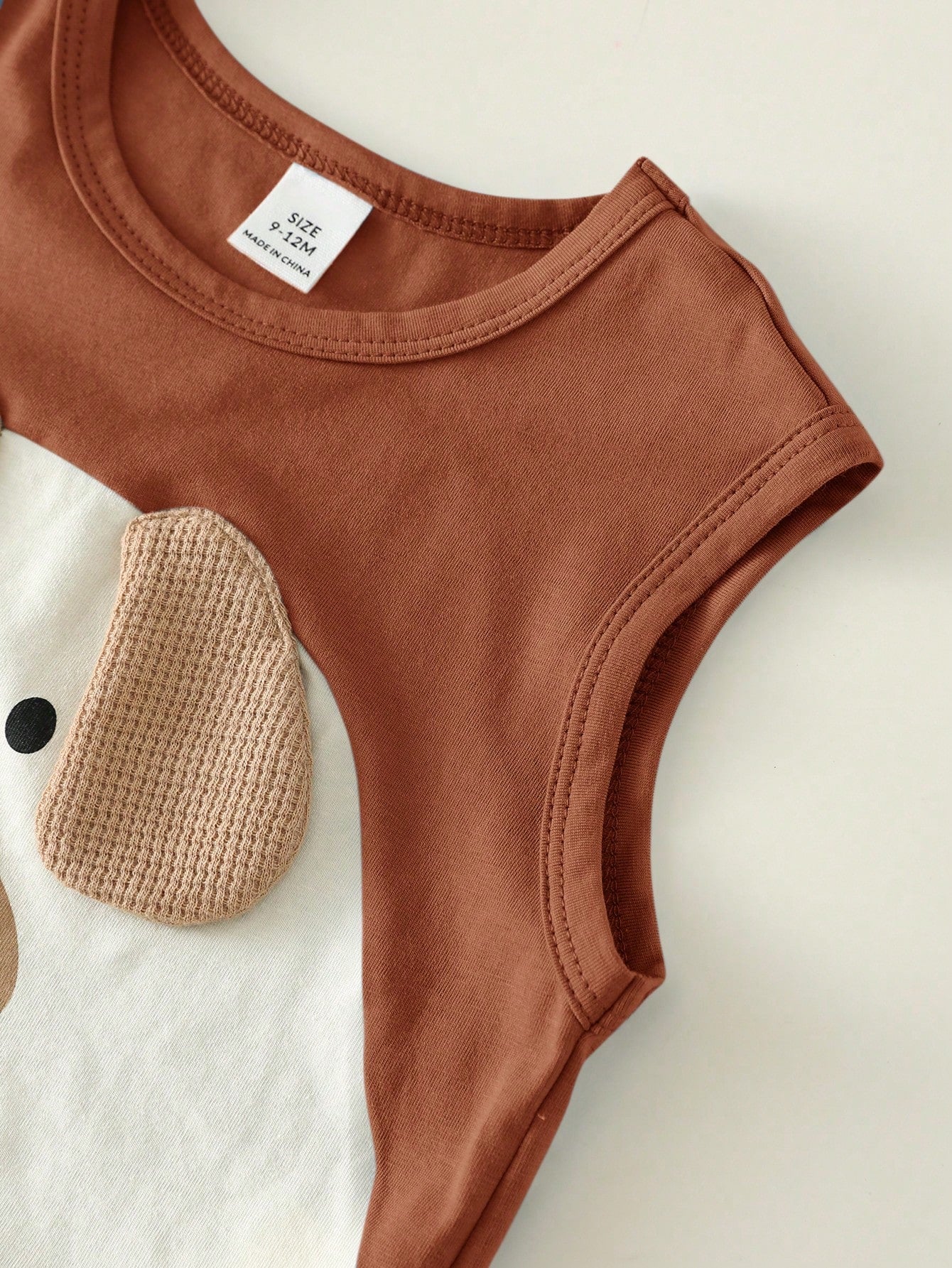 2pcs Boys Puppy Appliqué Tank Top & Dolphin Shorts Set - Terracotta...