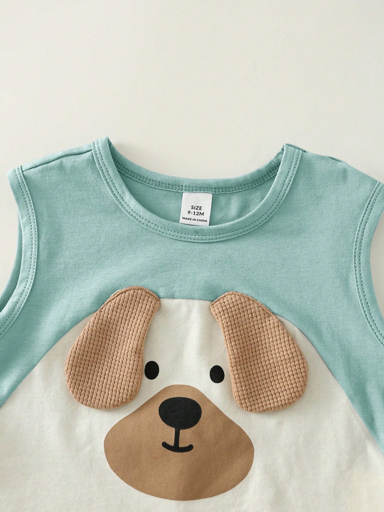 2pcs Boys Puppy Appliqué Vest & Runner Shorts Set - Celadon | 21 Ce...