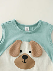 2pcs Boys Puppy Appliqué Vest & Runner Shorts Set - Celadon | 21 Ce...