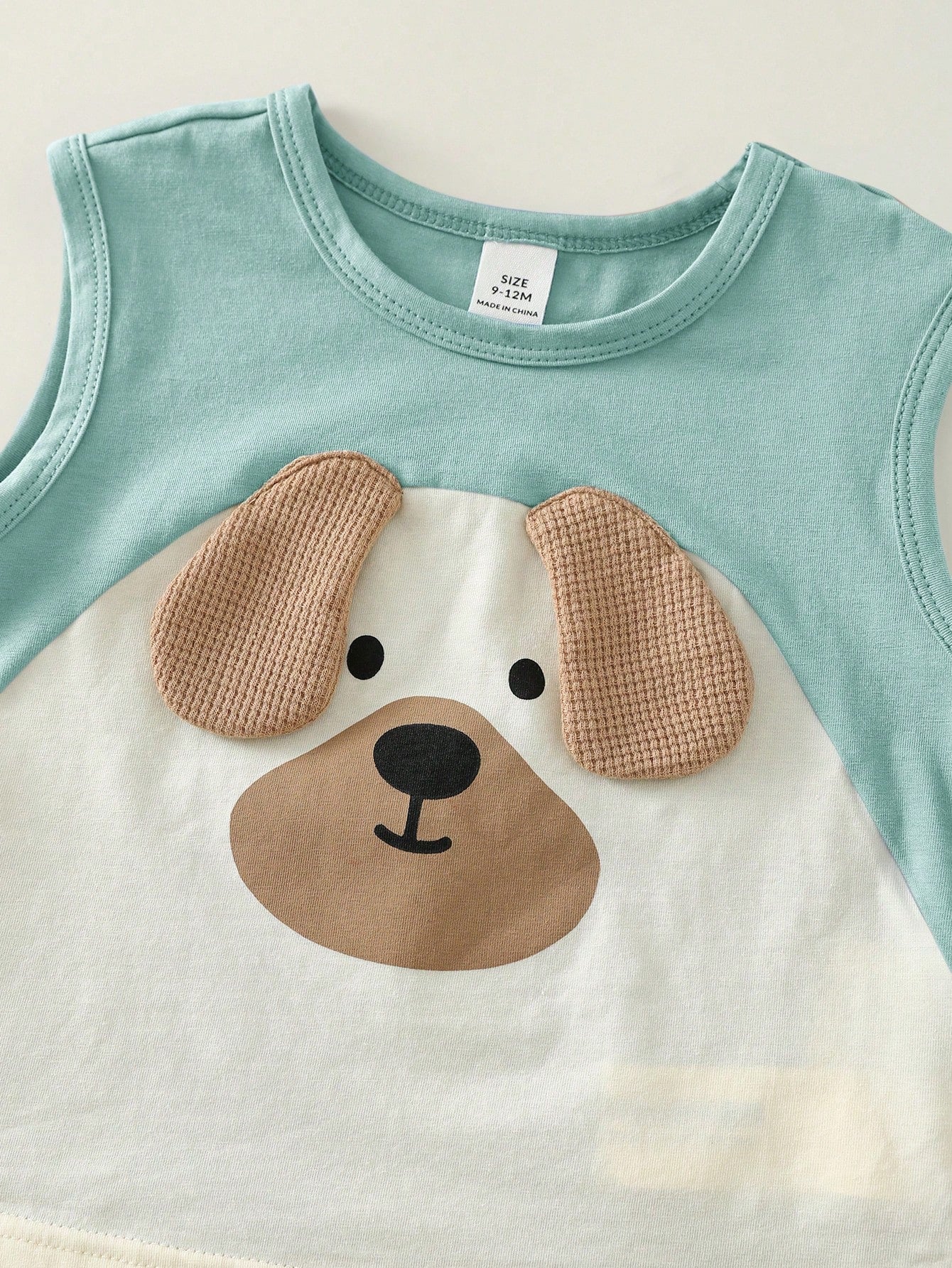 2pcs Boys Puppy Appliqué Vest & Runner Shorts Set - Celadon | 21 Ce...