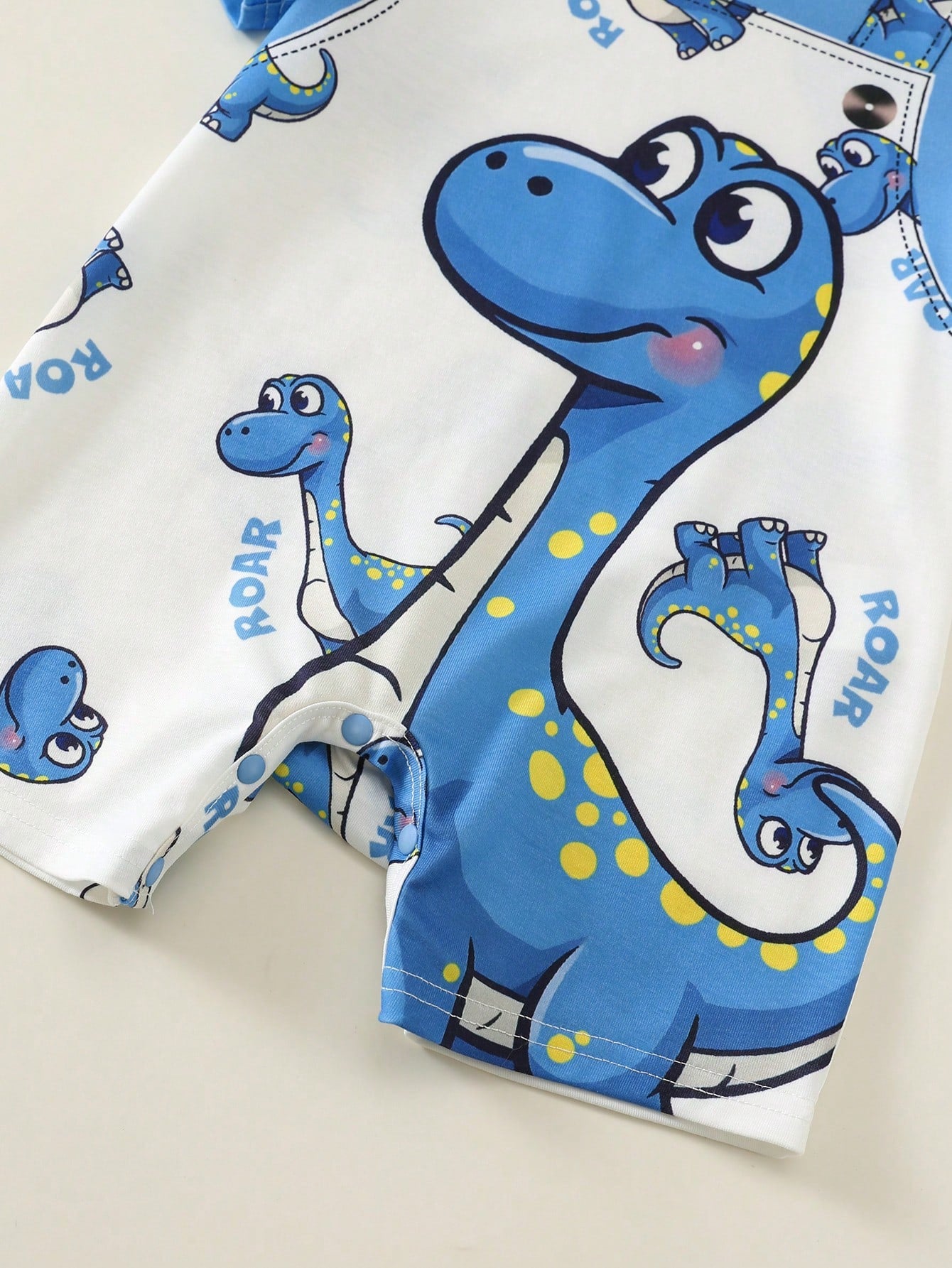 Unisex Dinosaur Print Short Sleeve Romper - Cerulean | 21 Century Kids