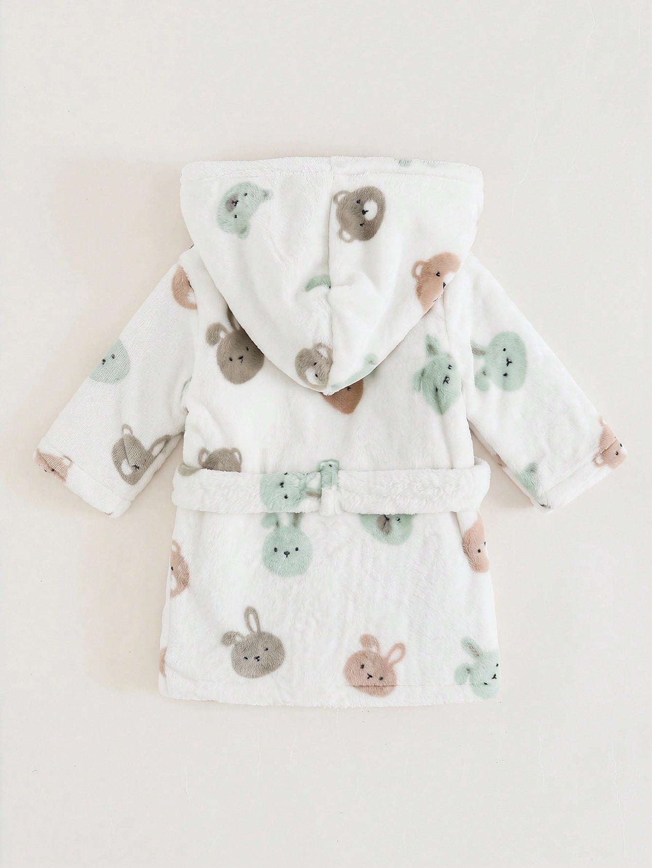 Baby Boys Bear & Bunny Fleece Hooded Robe - Ivory | 21 Century Kids