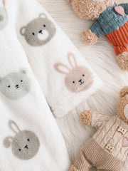Baby Boys Bear & Bunny Fleece Hooded Robe - Ivory | 21 Century Kids