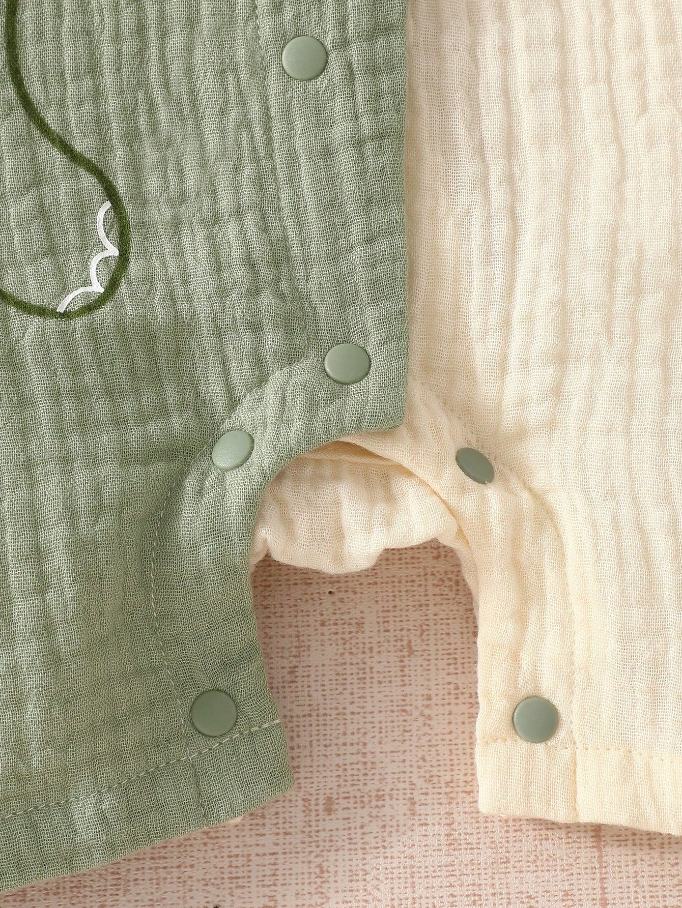 Baby Boys Dinosaur Embroidery Collar Romper - Buttercream