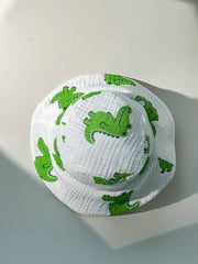 2pcs Boys Crocodile Print Muslin Dungaree & Bucket Hat Set - Ivory ...