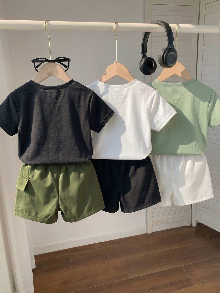 6pcs Boys Graphic Tee & Shorts Set - Onyx