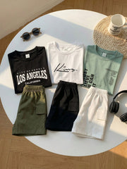 6pcs Boys Graphic Tee & Shorts Set - Onyx