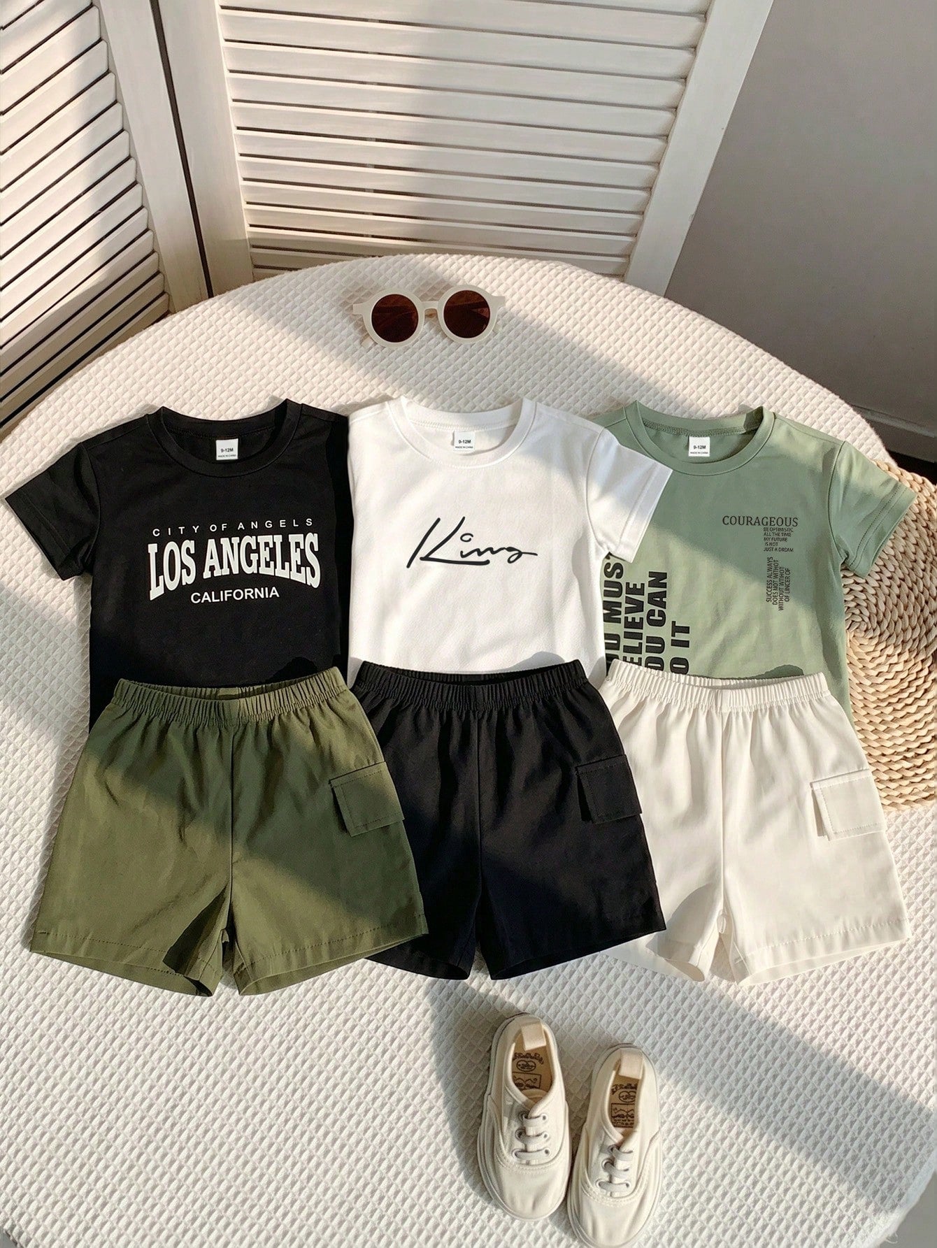 6pcs Boys Graphic Tee & Shorts Set - Onyx