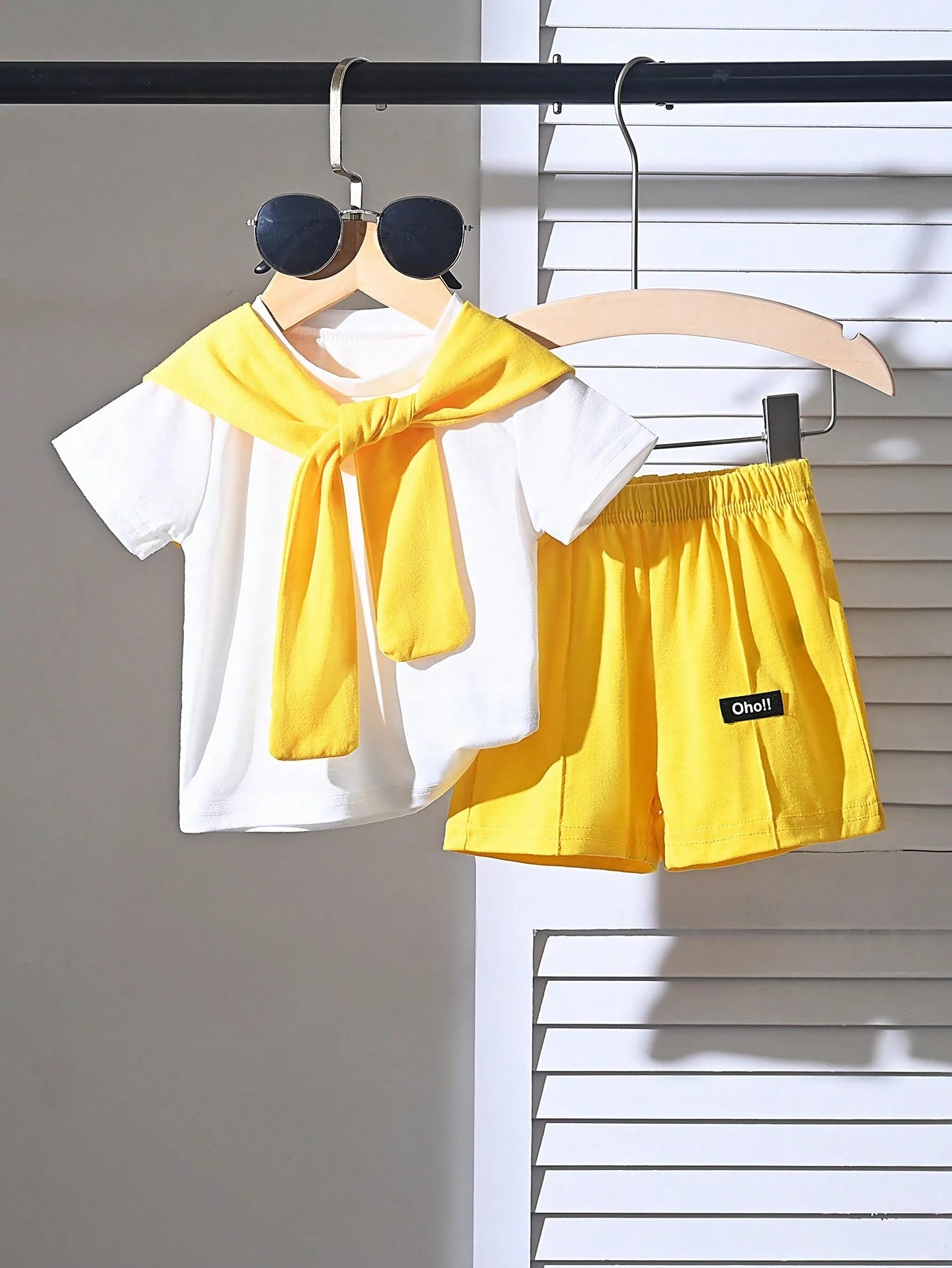2pcs Boys Shoulder-Tie Tee & Shorts Set - Buttercup | 21 Century Kids